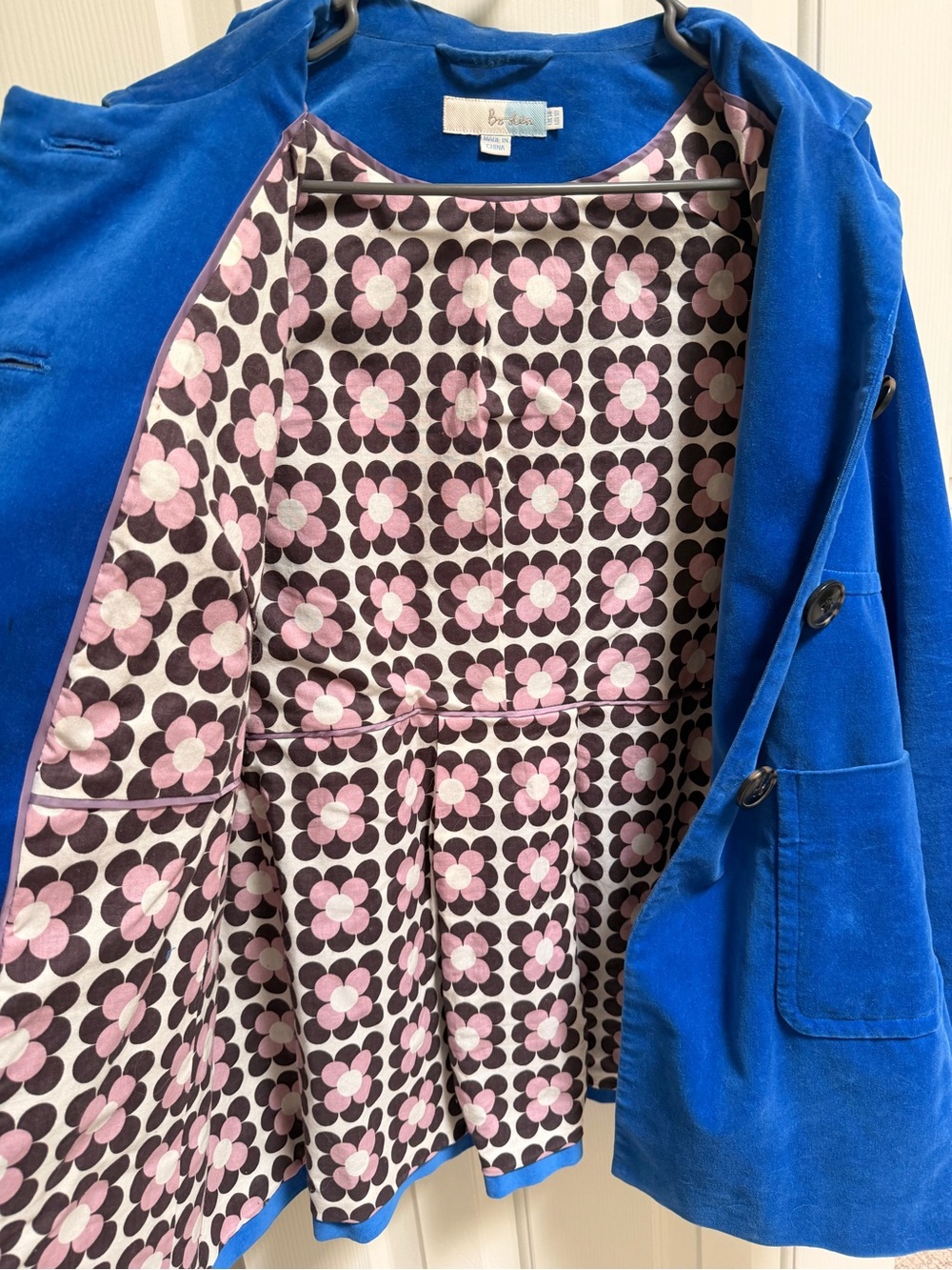 Boden Electric Blue Velvet Button-Up Jacket - Picture 4 of 4